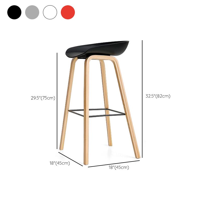 Nordic Plastic Bar-stool Bucket Seat Counter Bar Stool with Wood Legs Clearhalo 'Bar Furniture' 'Bar Stools' 'bar_stools' 'furn' 'furn_bar_stools' 'Furniture' 'Kitchen & Dining Furniture' 1200x1200_b5ae4263-9ae0-415b-abfb-983850324289