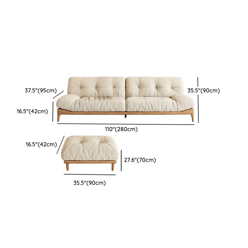 Cream Tufted Armless Sofa Wooden Frame Settee in Ash with Footrest Clearhalo 'furn' 'furn_sofas' 'Furniture' 'Living Room Furniture' 'Sofa' 'sofas' 1200x1200_b5aeb2f5-ab80-41d5-92fc-6af137662d97