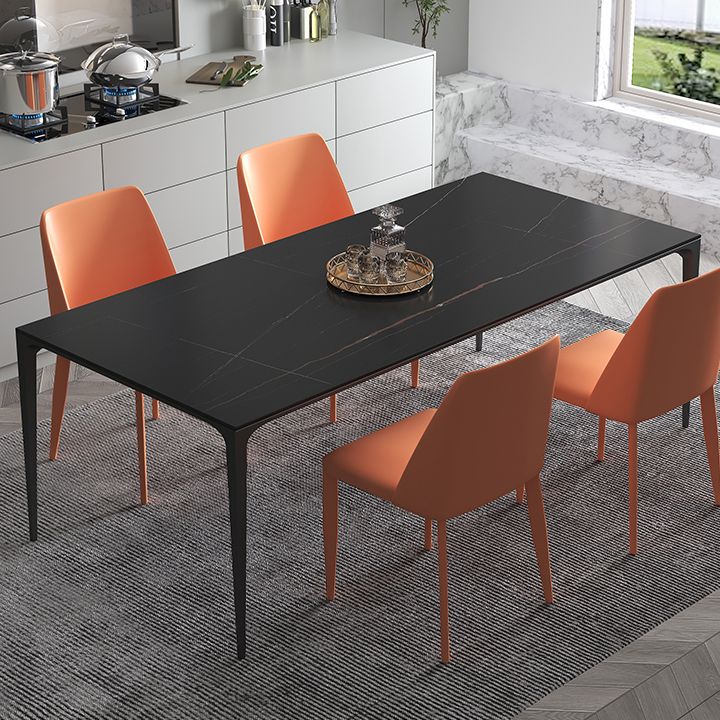 Contemporary Rectangle Standard Dining Table Sintered Stone Top Dining Table with 4 Legs Base Clearhalo ' dining_table' 'Dining Tables & Seating' 'Dining Tables' 'Furniture' 'furniture_dining_table' 'Kitchen & Dining Furniture' 'kitchen&dining_furn' 'kitchen' 'kitchen_dining_table' 1200x1200_b5afa9c5-f7a2-4278-9727-961e8232afc3