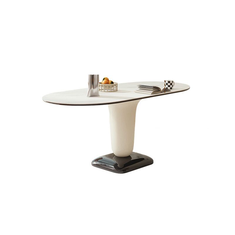 Contemporary Kitchen Dinner Table Oval Pedestal Dining Table Clearhalo 'Dining Tables & Seating' 'Dining Tables' 'dining_table' 'furn' 'furn_dining_table' 'Furniture' 'Kitchen & Dining Furniture' 1200x1200_b5b11489-0d9a-4935-8f88-67b45cf1fb92