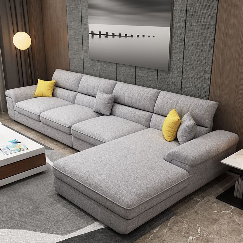 Contemporary Reversible Chaise Sofa with Pillows Flared Arm Sofa Clearhalo 'furn' 'furn_sectionals' 'Furniture' 'furniture_sectionals' 'kitchen' 'kitchen_sectionals' 'Living Room Furniture' 'Sectionals' 1200x1200_b5b1f4ba-9927-4bbd-aefb-c21e2eaa42d5