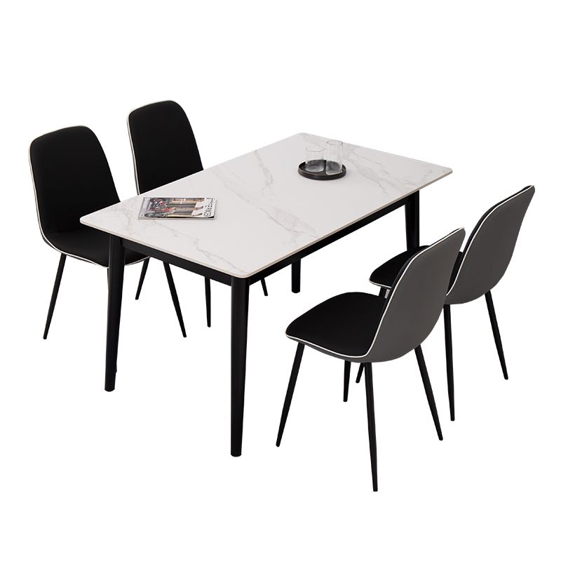 Minimalist Sintered Stone Dining Set with Rectangle Table and Wooden Base Table Set for Restaurant Clearhalo 'Dining Room Sets' 'Dining Tables & Seating' 'dining_room_set' 'furn' 'furn_dining_room_set' 'Furniture' 'furniture_dining_room_set' 'Kitchen & Dining Furniture' 'kitchen&dining_furn' 'kitchen' 1200x1200_b5b358d8-5a4e-4759-b4fd-fd9425a31a90