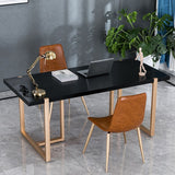 Glam massief hout schrijfdesk 29.53 "Tall Sled Base Office bureau