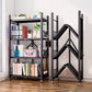Contemporary Folding Steel Etagere Bookshelf with Caster Wheels Clearhalo 'Bookcases' 'furn' 'furn_bookcases' 'Furniture' 'furniture_bookcases' 'kitchen' 'kitchen_bookcases' 'Living Room Furniture' 'Office Furniture' 1200x1200_b5b3da9c-0580-461e-80bc-53ba19f468c8