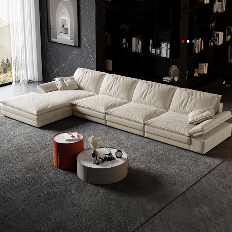 Faux Leather Loose Back Sofa White 31.5" H Pillow Top Arm Sofa& Chaise Clearhalo 'furn' 'furn_sectionals' 'Furniture' 'furniture_sectionals' 'Living Room Furniture' 'Sectionals' 1200x1200_b5b624a5-1df1-49c6-b400-6036905e88d2