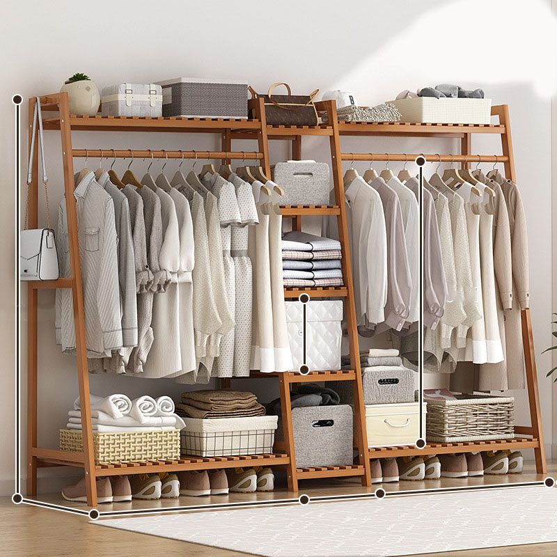 Zeitgenössischer Hall -Stand Bambusholzregale mit freistehendem Kleidungsstange