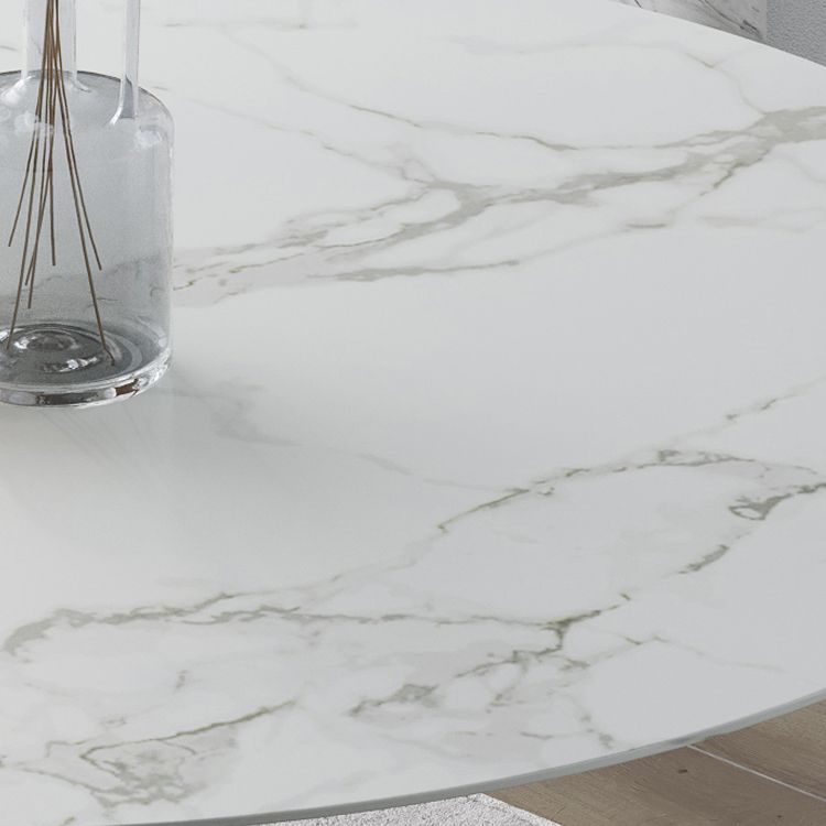Contemporary Style Dinette Table Round Stone Furniture with Tulip Base Clearhalo ' dining_table' 'Dining Tables & Seating' 'Dining Tables' 'furn' 'furn_dining_table' 'Furniture' 'furniture_dining_table' 'Kitchen & Dining Furniture' 'kitchen&dining_furn' 'kitchen' 'kitchen_dining_table' 1200x1200_b5b78b4d-21d0-486a-a3f7-480be61a9740