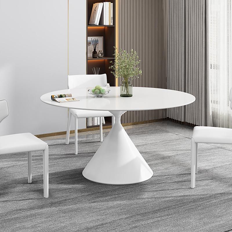 Round Sintered Stone Dining Table Modern Turntable Furniture with Pedestal Base