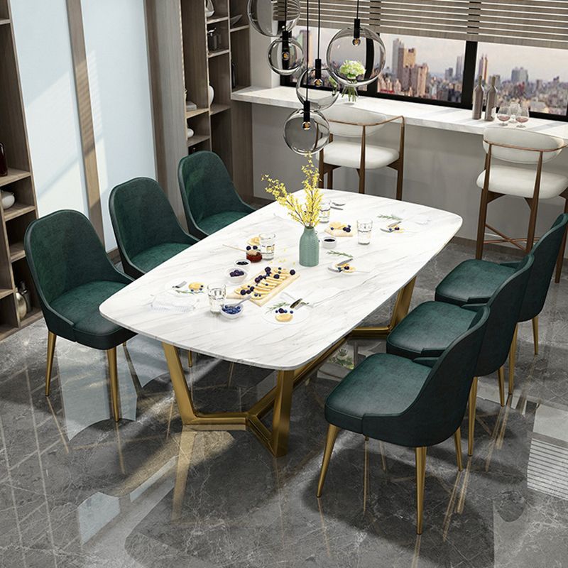 Traditional Luxury Dining Table for Home Glossy White Table with Gold Metal Frame Clearhalo 'Dining Tables & Seating' 'Dining Tables' 'dining_table' 'furn' 'furn_dining_table' 'Furniture' 'Kitchen & Dining Furniture' 1200x1200_b5babfd7-9e6e-4f3d-b1c4-ed59c4cde45f