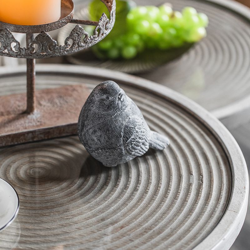 French Rustic Round End Table Metal Pedestal Accent Side Table