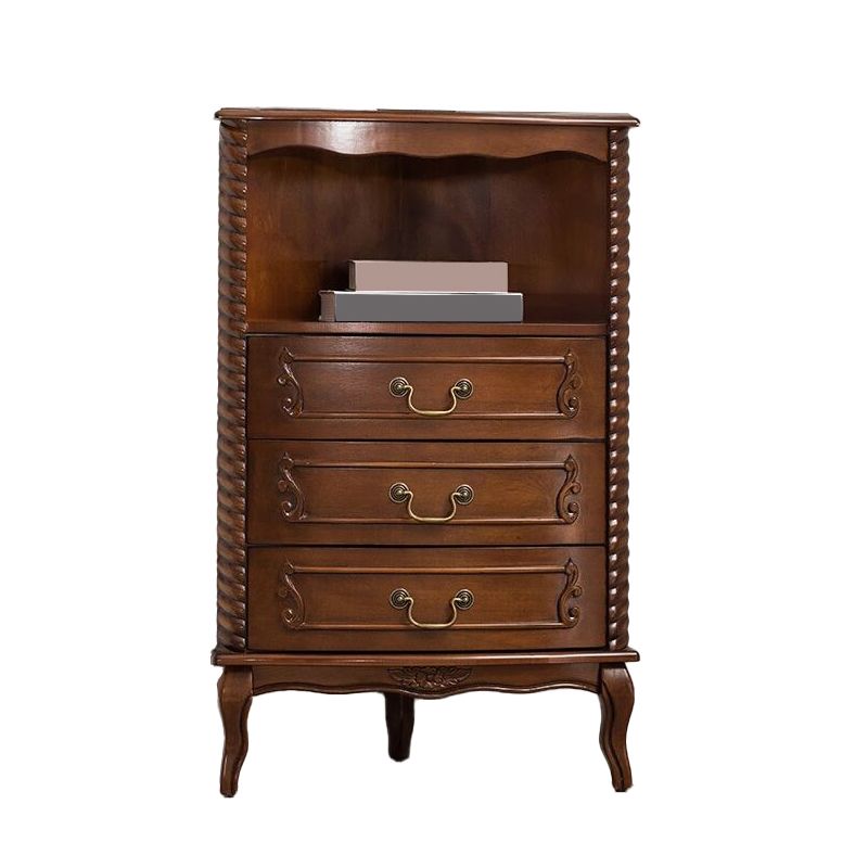 Hedendaagse massieve houten hoekkist, bruine accentkist met planken