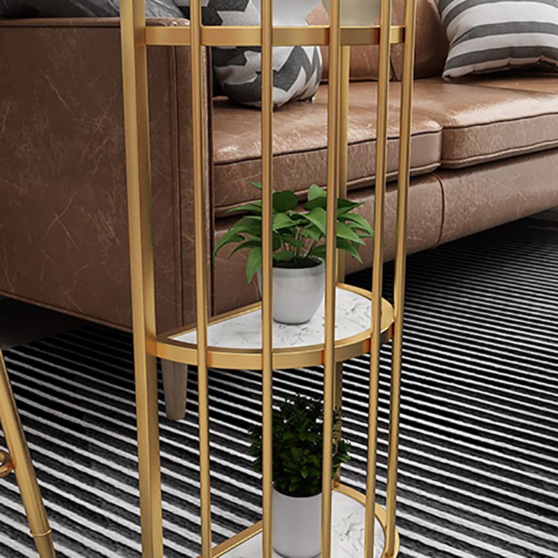 Glam Faux Marble Pub Bar Table Indoor Iron Double Pedestal Bar Dining Table with 6-Shelf Clearhalo 'Bar Furniture' 'Bar Tables' 'bar_tables' 'furn' 'furn_bar_tables' 'Furniture' 'furniture_bar_tables' 'Kitchen & Dining Furniture' 'kitchen&dining_furn' 'kitchen' 1200x1200_b5bb70f3-669f-4d05-bee3-b7d6604cbecd