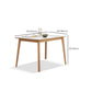 Mesa de comedor rectangular de piedra moderna con patas de madera para comedor
