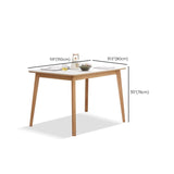 Mesa de comedor rectangular de piedra moderna con patas de madera para comedor