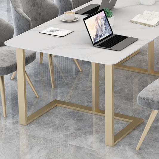 メタルベースのあるモダンな長方形のライティングデスク焼結石のオフィスデスク