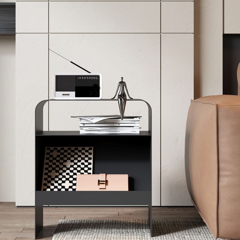 Modern Accent Side Table Metal Sled with Storage Rectangular Living Room End Table