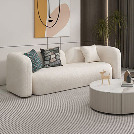 Smokingarm geschwungene Sofa mit Kissen modernes weißes Stoffsofa