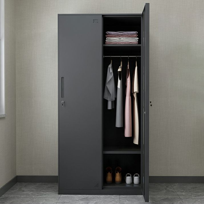 Steel Wardrobe Armoire with Lock Hinged Wardrobe Cabinet for Home