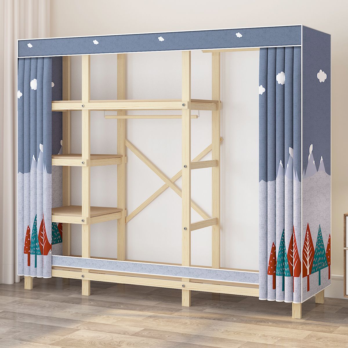 Contemporary Style Wardrobe Pine Solid Wood 1-Door Wardrobe Closet for Bedroom Clearhalo 'Armoires & Wardrobes' 'armoires_wardrobes' 'Bedroom Furniture' 'furn' 'furn_armoires_wardrobes' 'Furniture' 1200x1200_b5c4eab0-b8f2-45e4-a314-5009c367861a