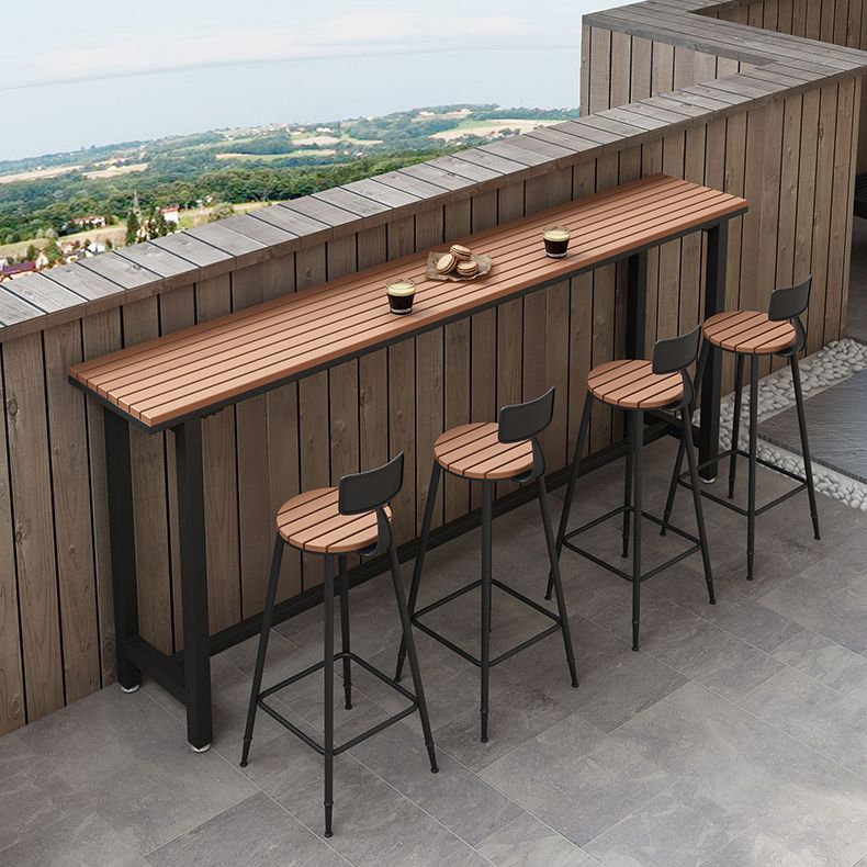 Ensemble de Table de Bar moderne 1/5 pièces, Table de comptoir rectangulaire en plastique et bois avec tabourets hauts