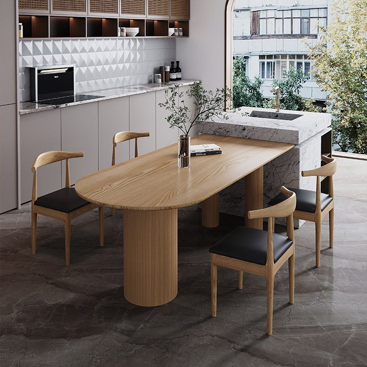 Modern Style Pine Solid Wood Dining Table Double Pedestal Base Freeform Table for Home Clearhalo ' dining_table' 'Dining Tables & Seating' 'Dining Tables' 'furn' 'furn_dining_table' 'Furniture' 'furniture_dining_table' 'Kitchen & Dining Furniture' 'kitchen&dining_furn' 'kitchen' 'kitchen_dining_table' 1200x1200_b5c69b48-86fe-438f-84f1-b9dc83a8b118