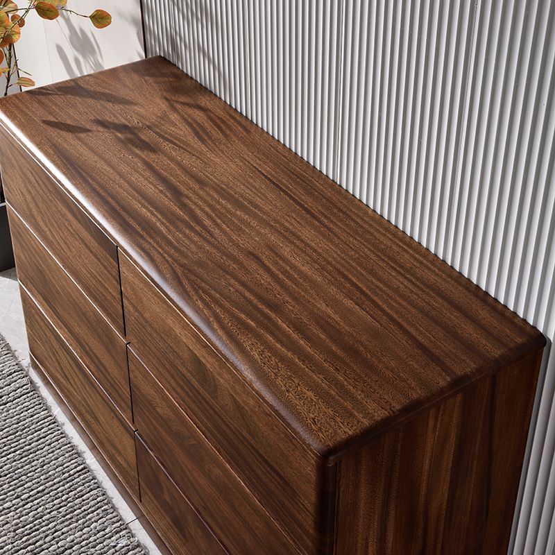 Mid-Century Modern Chest with 6 Drawers in Walnut Rectangle Accent Chest Clearhalo 'Cabinets & Chests' 'cabinets_chests' 'furn' 'furn_cabinets_chests' 'Furniture' 'Living Room Furniture' 1200x1200_b5c7d95a-662d-4c51-a517-bbc4ed0d4656