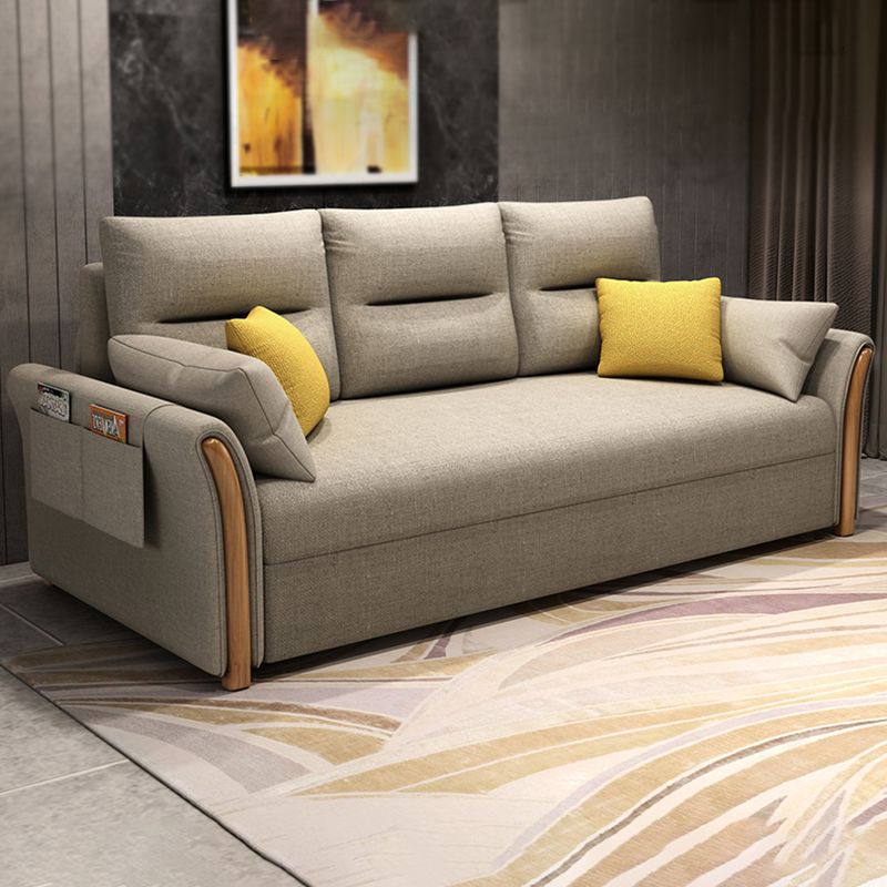 Cama de sofá de brazo acampanado de mezcla de algodón contemporánea con almohadas
