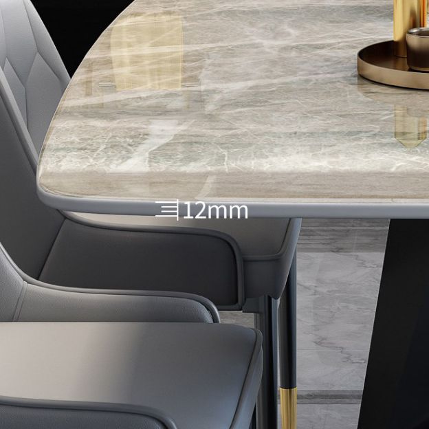 Moderne rechthoekige witte stenen bovenste eettafel met stalen zwarte X-Base