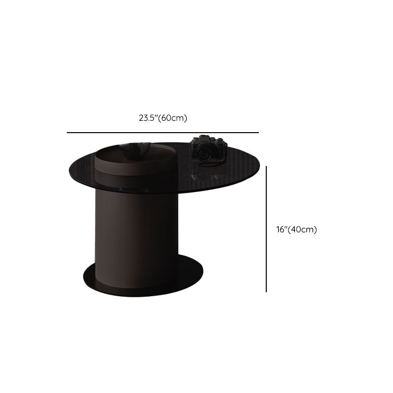 11"H Contemporary Coffee Table Round Coffee Cocktail Table with Drawer
