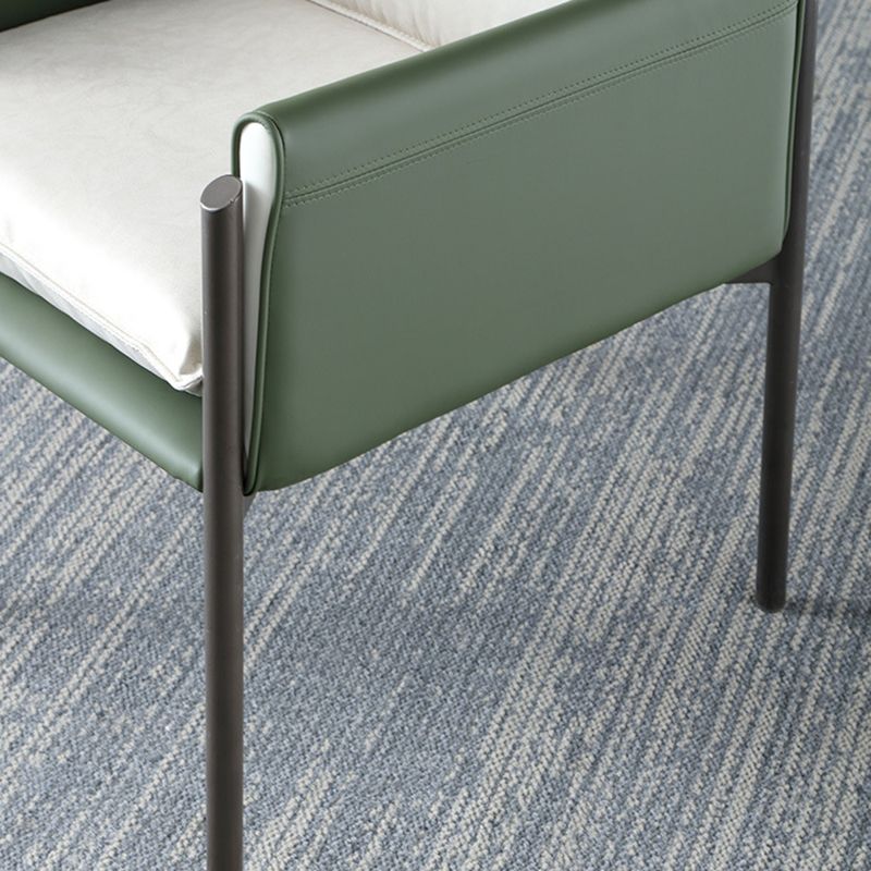 Contemporary Leather Curved and Fabric Chair Parsons Arm Chair for Home Clearhalo ' kitchen&dining_furn' 'Dining Chairs' 'Dining Tables & Seating' 'dining_chair' 'furn' 'furn_dining_chair' 'Furniture' 'furniture_dining_chair' 'Kitchen & Dining Furniture' 'kitchen' 1200x1200_b5ca9b1e-278a-4eb9-8623-0d4de88bba96