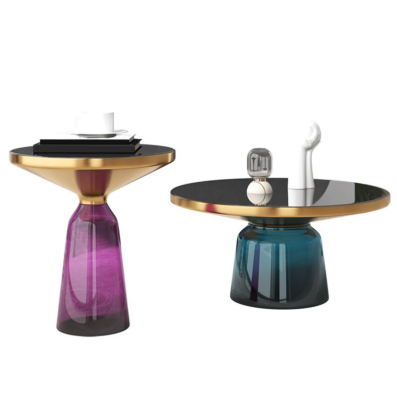 13.7"/20.8" Tall Modern Glass Pedestal Round Table Top Coffee Table Clearhalo 'Coffee & Accent Tables' 'Coffee Tables' 'coffee_tables' 'furn' 'furn_coffee_tables' 'Furniture' 'Living Room Furniture' 1200x1200_b5cad421-fbbd-49f0-99f8-a956bccb3f0a