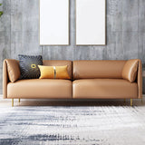 Pillow Top Arm Sofa Modernism Faux Leather 28.35-In High Sofa Clearhalo 'furn' 'furn_sofas' 'Furniture' 'furniture_sofas' 'kitchen' 'kitchen_sofas' 'Living Room Furniture' 'Sofa' 'sofas' 1200x1200_b5cae4d3-4e6b-42ef-ae1b-058258e18b4e