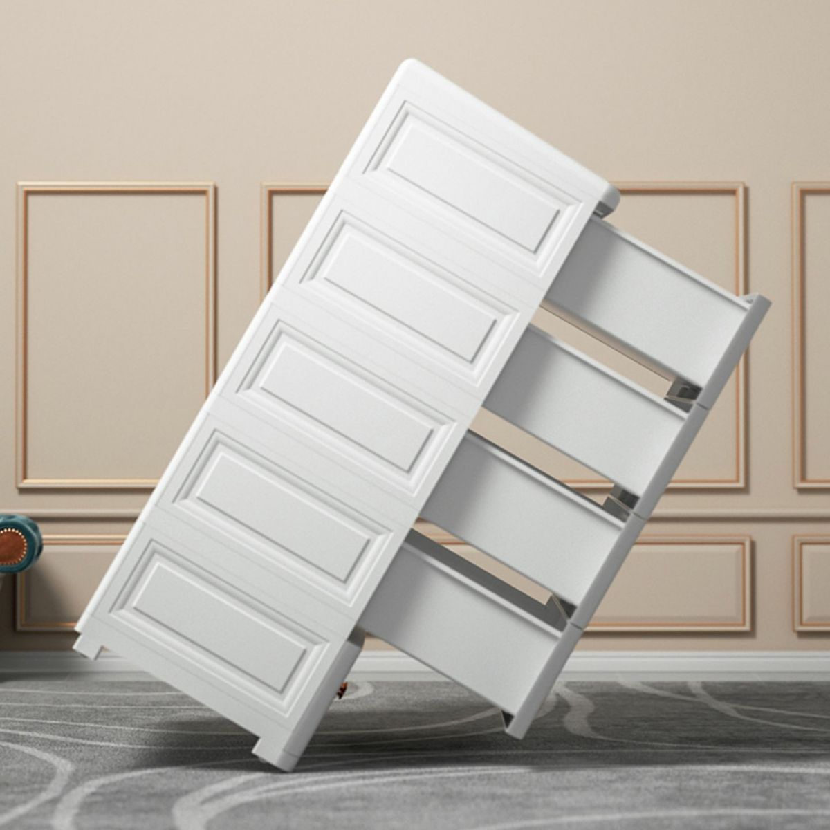 Modern Bedroom Matte Finish Cabinet Plastic Non-Hanging Armoire