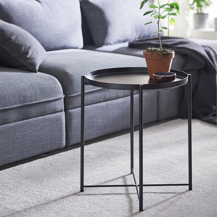 Mid-Century Modern Cross Legs Coffee Table with Round Top in Iron Clearhalo 'Coffee & Accent Tables' 'Coffee Tables' 'coffee_tables' 'furn' 'furn_coffee_tables' 'Furniture' 'Living Room Furniture' 1200x1200_b5cf0ded-0ec9-49b3-b41d-ff39e1fdb289