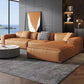 Contemporary Square Arm Sectional Orange Faux Leather Sectional Clearhalo 'furn' 'furn_sectionals' 'Furniture' 'Living Room Furniture' 'Sectionals' 1200x1200_b5cfc10f-92c2-4306-97a5-05228a67f434