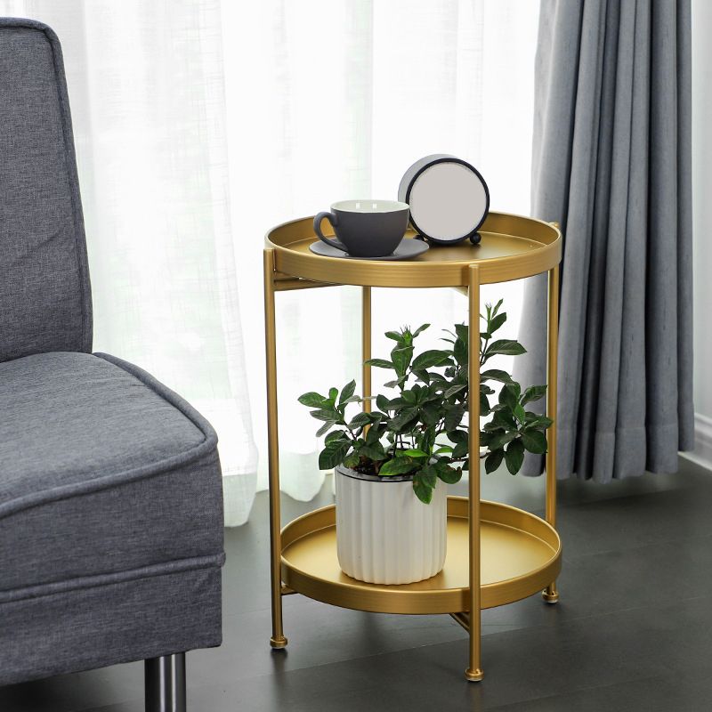 オープンストレージアクセントテーブルナイトスタンドアンティークフィニッシュベッドナイトスタンド2つの棚付き