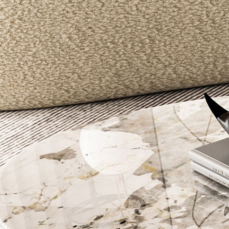 Mesa de centro elíptica de pizarra Glam de 27,6" D Mesa de cóctel abstracta con estante de piso