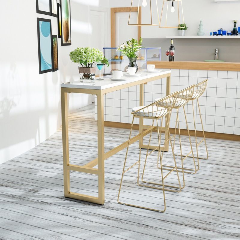 Glam Style Bar Table White Colour Rectangle Bar Dining Table for Living Room