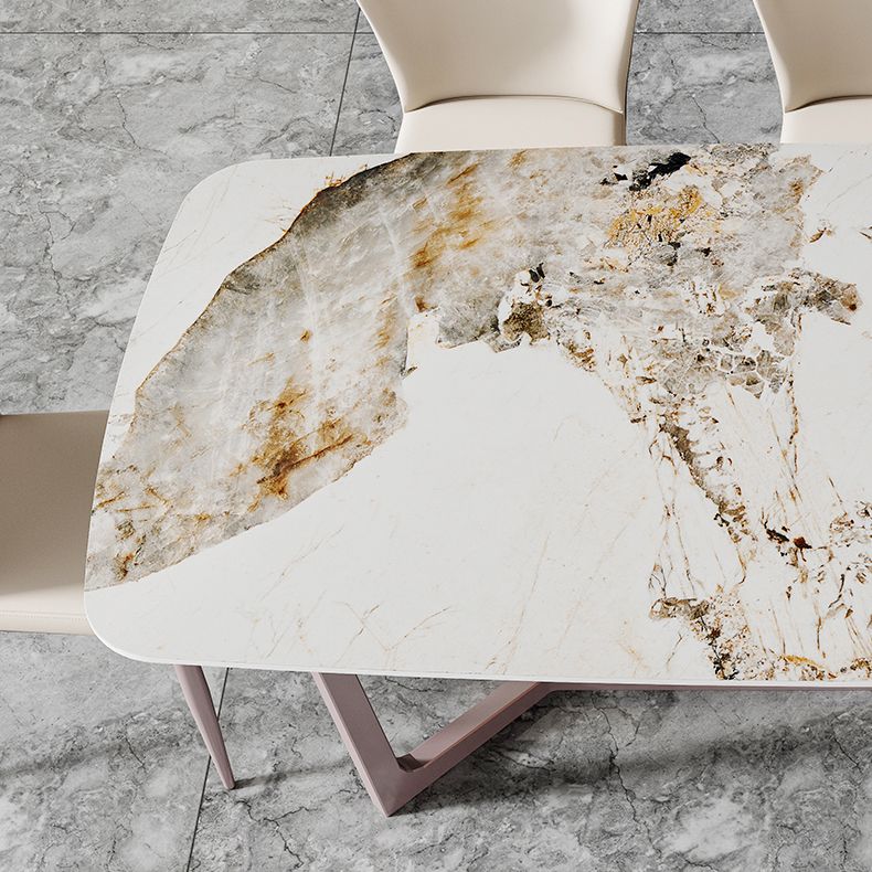 Nordic Glam Rectangle Sintered Stone Dining Table Set 1/4/6/7/8 Pieces Dining Set Clearhalo 'Dining Room Sets' 'Dining Tables & Seating' 'dining_room_set' 'furn' 'furn_dining_room_set' 'Furniture' 'furniture_dining_room_set' 'Kitchen & Dining Furniture' 1200x1200_b5d41ee2-f9b3-4d64-a38a-b393a9908d2c