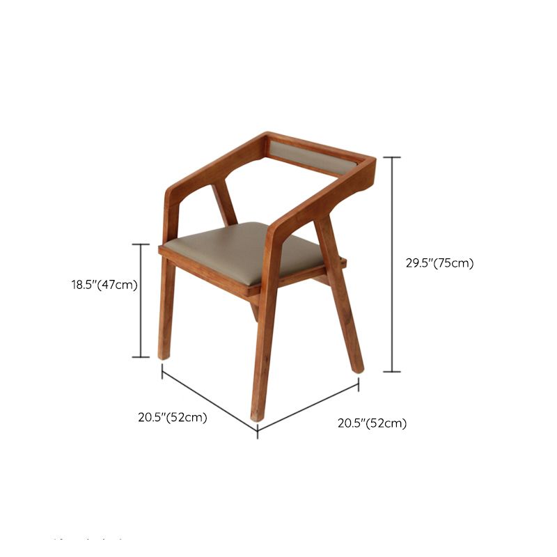 Home Indoor Dining Chair Pine Solid Wood Open Back Arm Chair