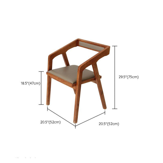 Home Indoor Dining Chair Pine Solid Wood Open Back Arm Chair