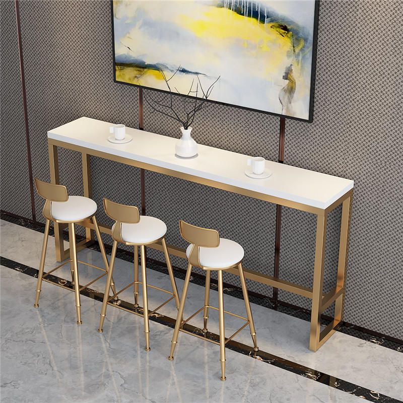 White Glam Style Bar Table in Gold Iron Top and Faux Marble Milk Tea Shop Bar Table Clearhalo 'Bar Furniture' 'Bar Tables' 'bar_tables' 'furn' 'furn_bar_tables' 'Furniture' 'furniture_bar_tables' 'Kitchen & Dining Furniture' 'kitchen&dining_furn' 'kitchen' 1200x1200_b5d47e37-343e-4b57-9477-65de8013405b