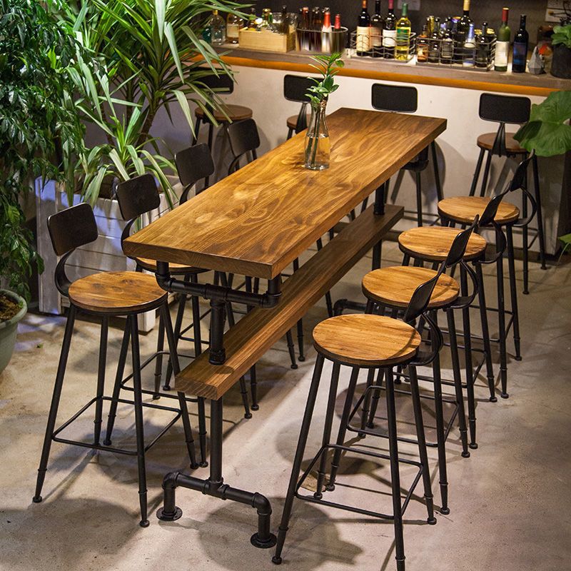 Modern Style Rectangle Bar Table Solid Wood Fixed Bar Dining Table for Indoor Clearhalo 'Bar Furniture' 'Bar Tables' 'bar_tables' 'furn' 'furn_bar_tables' 'Furniture' 'Kitchen & Dining Furniture' 1200x1200_b5d8b1d7-3a93-45b1-b6af-4270bae220ea