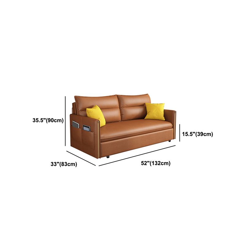 Convertible Contemporary Square Arm Faux Leather Bed Sofa Couch