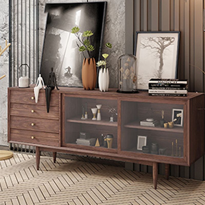 4-Dtrawer-Essbuffet mit Schiebetüren Kiefern Kiefer Massivholzbuffet Ständer