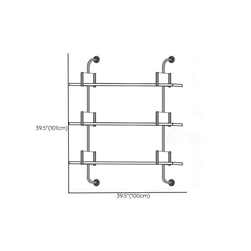 Metal and Wood Glam Shelf Bookcase Gold Wall Mounted Bookshelf for Office