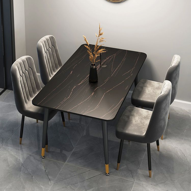 Rectangle Contemporary Sintered Stone Dining Room Set with 4 Legs Table Dining Table Sets Clearhalo 'Dining Room Sets' 'Dining Tables & Seating' 'dining_room_set' 'furn' 'furn_dining_room_set' 'Furniture' 'furniture_dining_room_set' 'Kitchen & Dining Furniture' 'kitchen&dining_furn' 'kitchen' 1200x1200_b5daccce-6955-460f-96cc-26c5a606616d