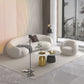 Contemporary Curved Sofa in White Sloped Arm Sofa for Living Room