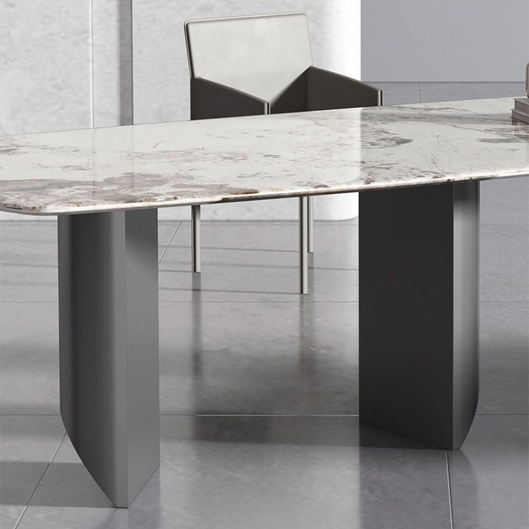 Metal Contemporary Rectangular Table Sintered Stone Indoor Table for Dining Room Clearhalo ' dining_table' 'Dining Tables & Seating' 'Dining Tables' 'furn' 'furn_dining_table' 'Furniture' 'furniture_dining_table' 'Kitchen & Dining Furniture' 'kitchen&dining_furn' 'kitchen' 'kitchen_dining_table' 1200x1200_b5dd2917-bfbe-49bf-a702-e2d50266ff8b