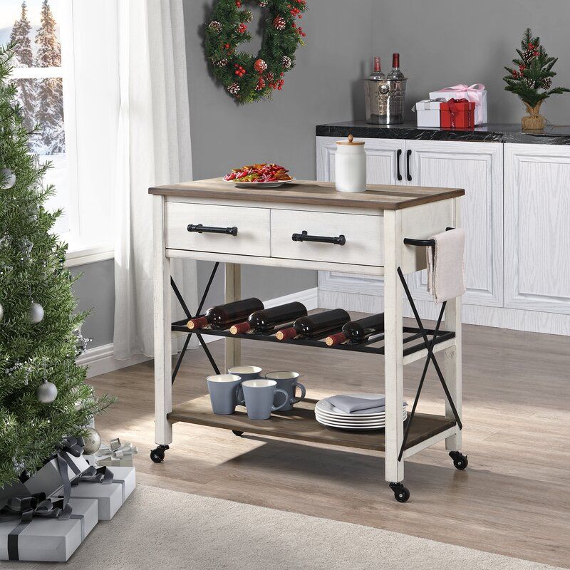 Modern Rolling Kitchen Cart Wood Rectangular Kitchen Island Cart with Open Storage Clearhalo 'furn' 'furn_kitchen_islands_carts' 'Furniture' 'Kitchen & Dining Furniture' 'Kitchen Islands & Carts' 'kitchen_islands_carts' 1200x1200_b5de2593-2cc9-4e36-ae22-81d895d38060